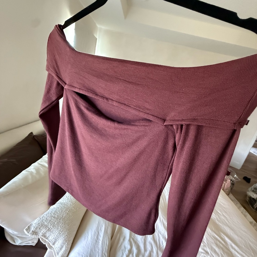 Meshki Plum Burgundy Off-Shoulder Top